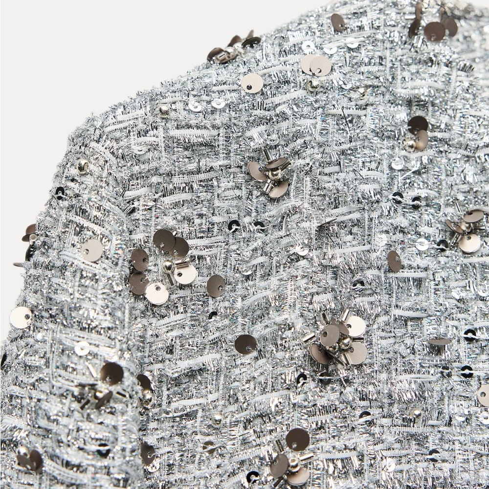 ZARA sequin Cropped Jacket - Picture 2 of 8